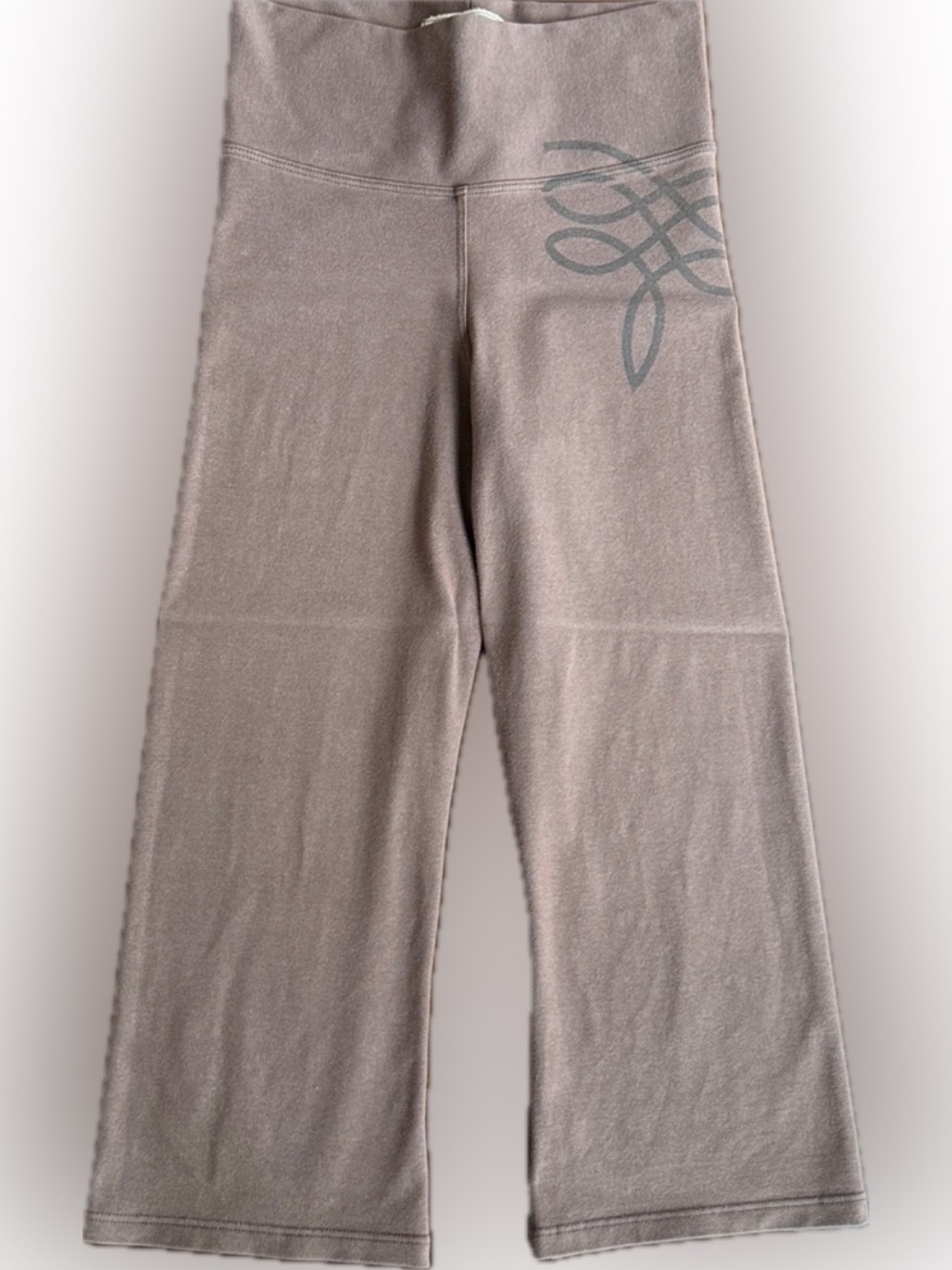 DUDE GIRL CAPRI PANT HIGH WAIST COTTON PULL ON FOLDOVER FLARE CROP BROWN S or XS